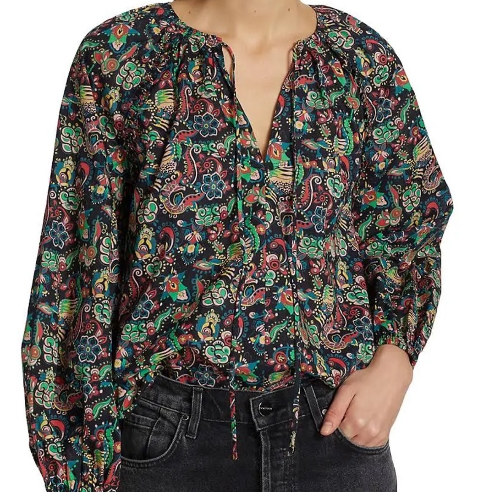 Derek Lam size 2 Crosby Devon long sleeve vneck‎ oversized Cotten blouse